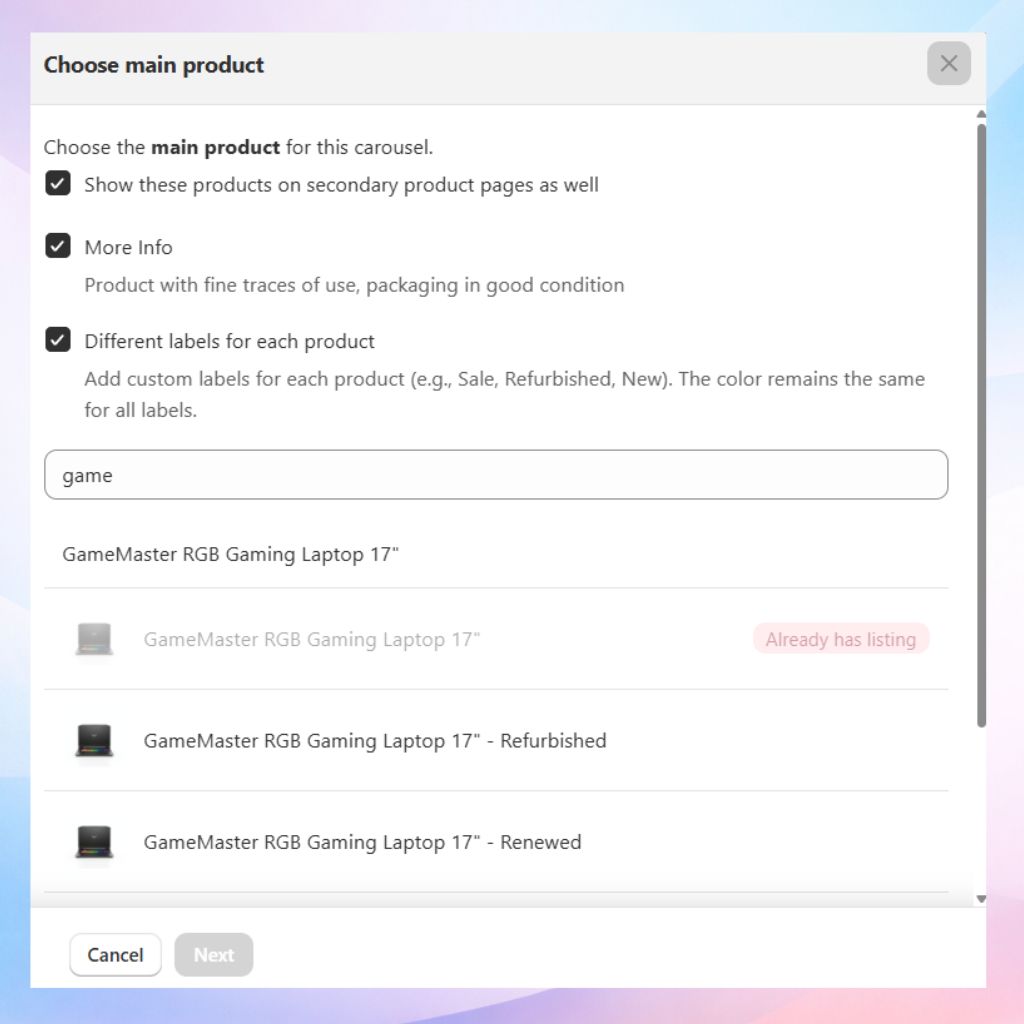 Manual Mapping of the products
